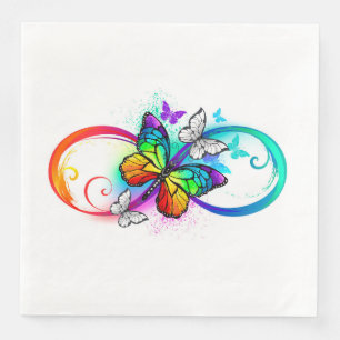 Bright infinity with rainbow butterfly paper dinner napkins