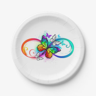 Bright infinity with rainbow butterfly paper plates