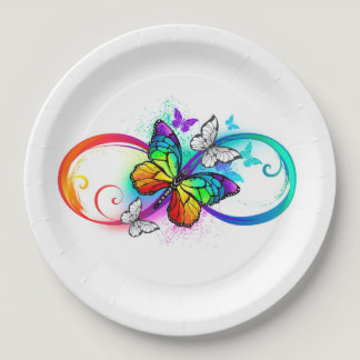 Bright infinity with rainbow butterfly paper plates