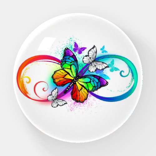 Bright infinity with rainbow butterfly paperweight