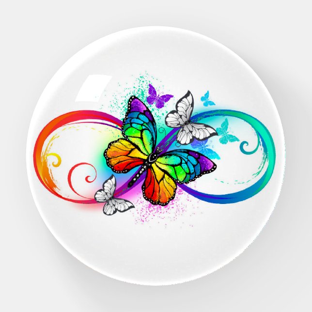 Bright infinity with rainbow butterfly paperweight (Front)