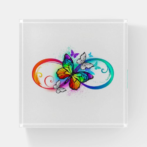 Bright infinity with rainbow butterfly paperweight