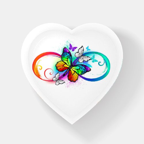 Bright infinity with rainbow butterfly paperweight