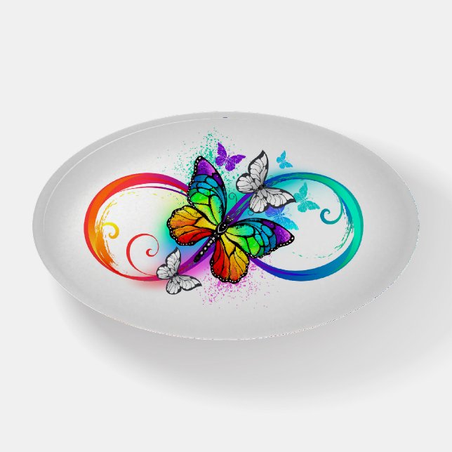 Bright infinity with rainbow butterfly paperweight (Front)