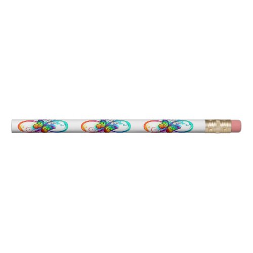 Bright infinity with rainbow butterfly pencil