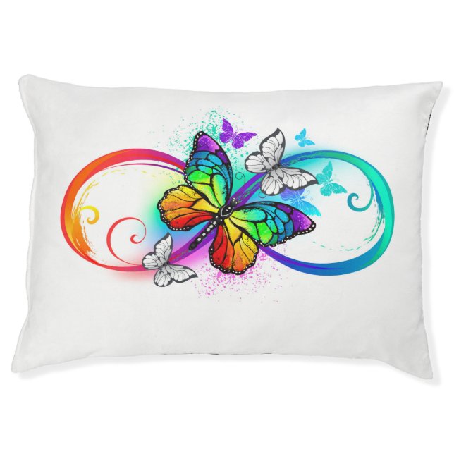 Bright infinity with rainbow butterfly  pet bed (Front)