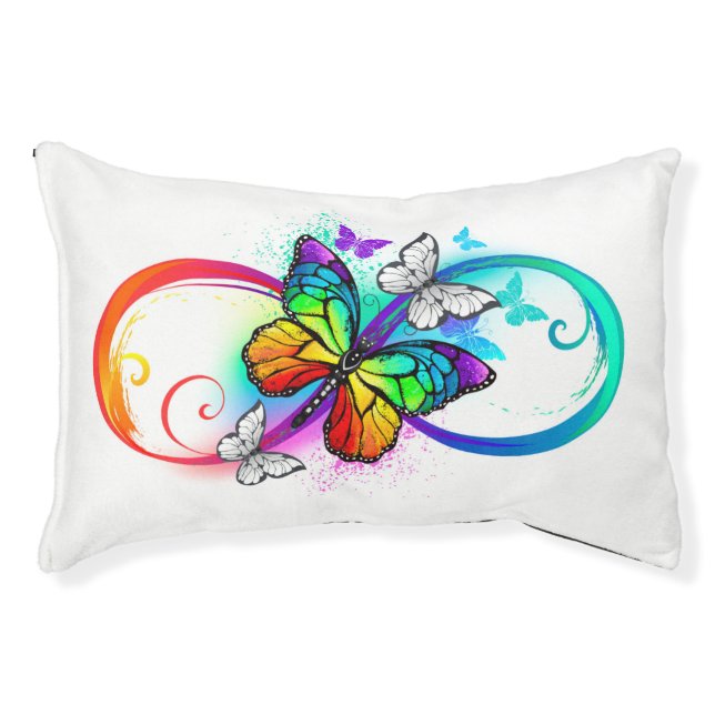 Bright infinity with rainbow butterfly  pet bed (Front)