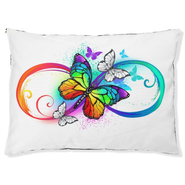 Bright infinity with rainbow butterfly pet bed (Front)