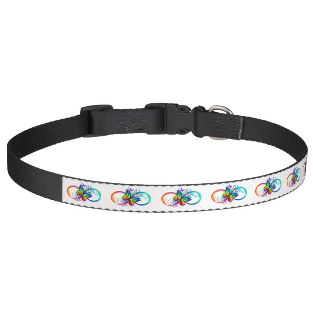 Bright infinity with rainbow butterfly pet collar (Front)