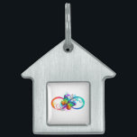 Bright infinity with rainbow butterfly pet ID tag<br><div class="desc">Multicolor,  bright,  symbol of infinity with rainbow,  detailed butterfly monarch. Rainbow butterfly. Rainbow infinity.</div>