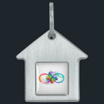 Bright infinity with rainbow butterfly pet ID tag<br><div class="desc">Multicolor, bright, symbol of infinity with rainbow, detailed butterfly monarch. Rainbow butterfly. Rainbow infinity.</div>