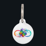 Bright infinity with rainbow butterfly pet ID tag<br><div class="desc">Multicolor,  bright,  symbol of infinity with rainbow,  detailed butterfly monarch. Rainbow butterfly. Rainbow infinity.</div>