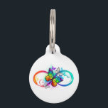 Bright infinity with rainbow butterfly pet ID tag<br><div class="desc">Multicolor, bright, symbol of infinity with rainbow, detailed butterfly monarch. Rainbow butterfly. Rainbow infinity.</div>