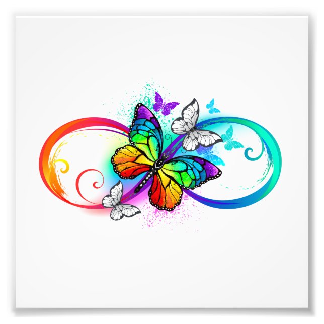 Bright infinity with rainbow butterfly photo print (Front)