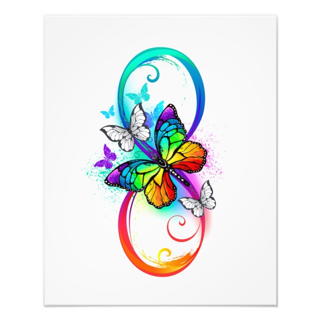 Bright infinity with rainbow butterfly photo print (Front)