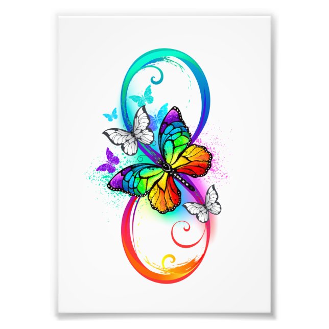 Bright infinity with rainbow butterfly photo print (Front)