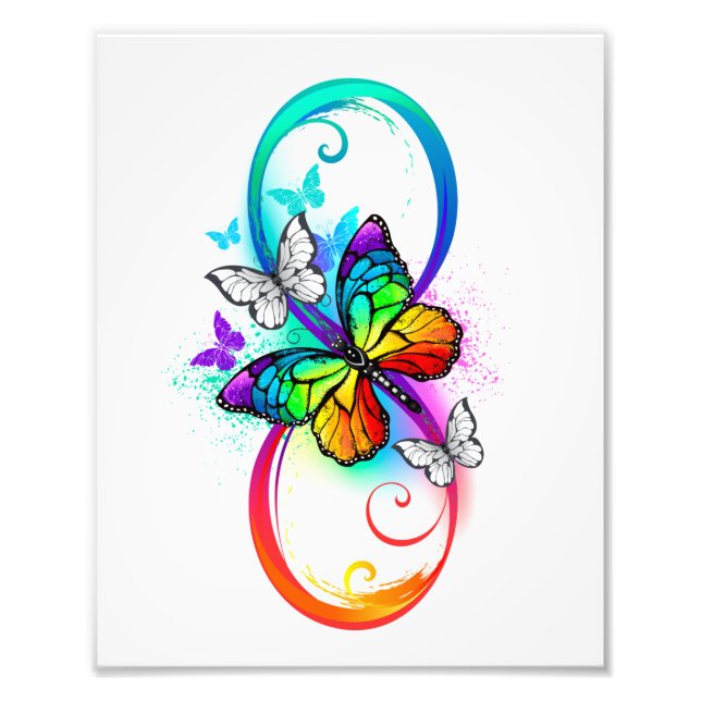 Bright infinity with rainbow butterfly photo print (Front)