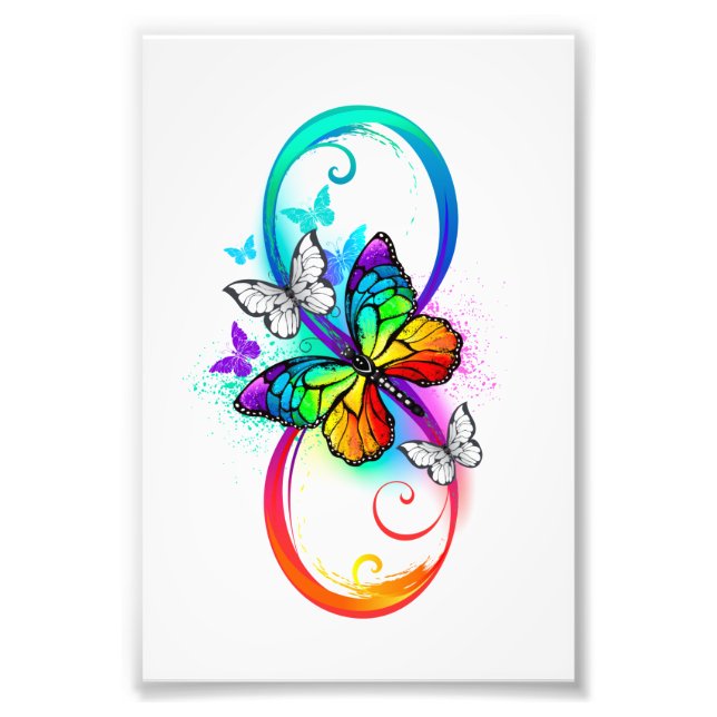 Bright infinity with rainbow butterfly photo print (Front)