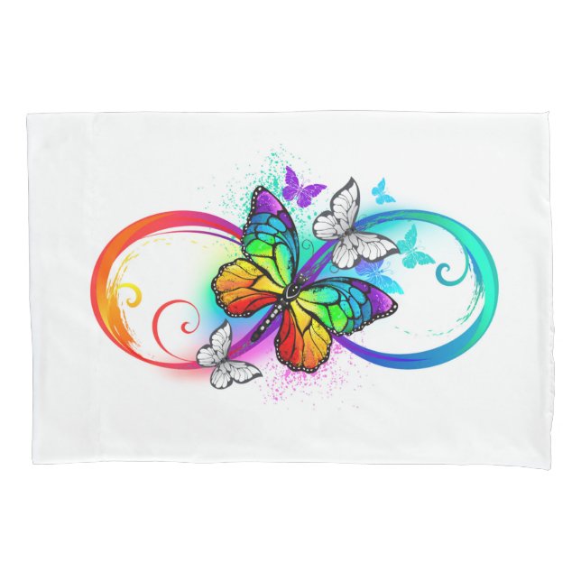 Bright infinity with rainbow butterfly pillow case (Front)