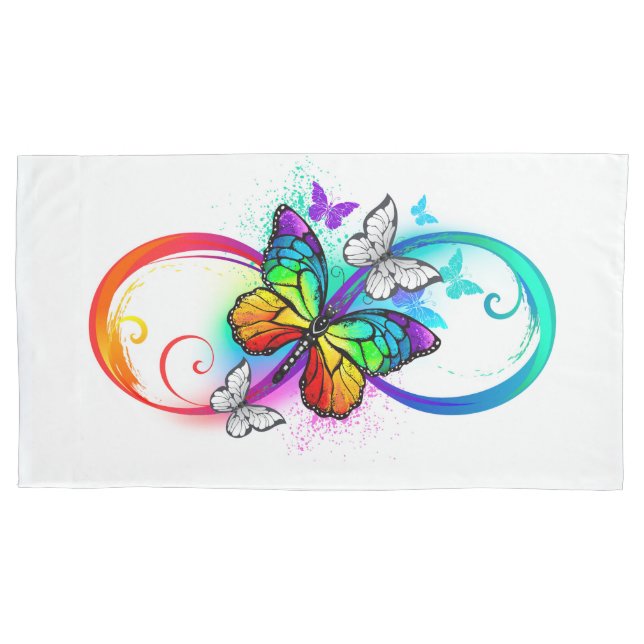 Bright infinity with rainbow butterfly  pillow case (Front)