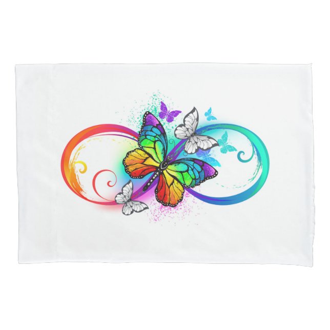 Bright infinity with rainbow butterfly  pillow case (Front-Left)