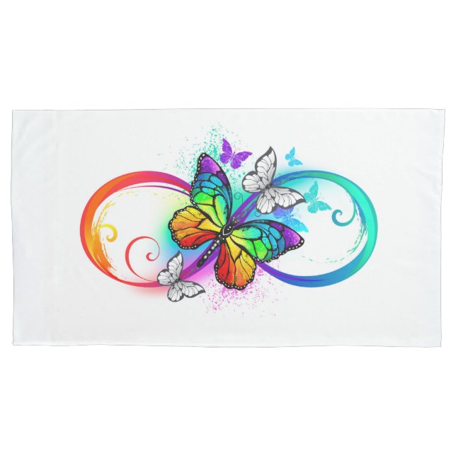 Bright infinity with rainbow butterfly  pillow case (Front-Left)