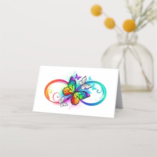 Bright infinity with rainbow butterfly place card