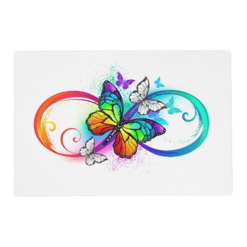 Bright infinity with rainbow butterfly placemat