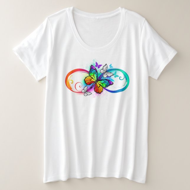 Bright infinity with rainbow butterfly  plus size T-Shirt (Design Front)
