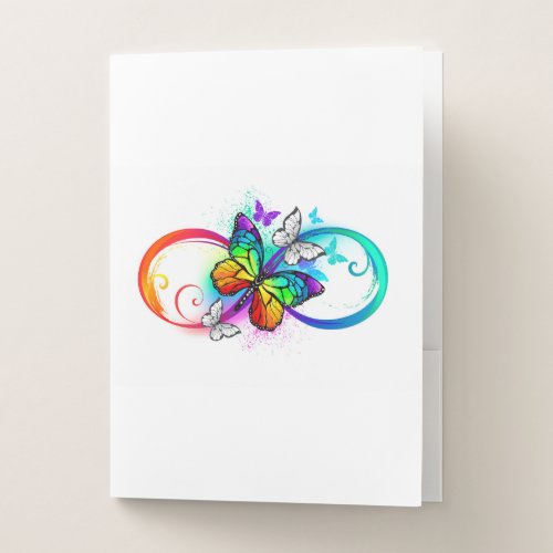 Bright infinity with rainbow butterfly pocket folder