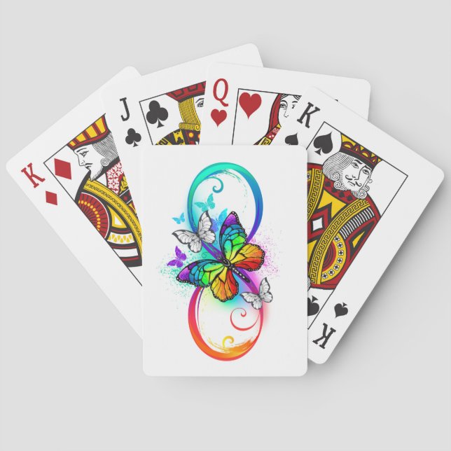 Bright infinity with rainbow butterfly poker cards (Back)
