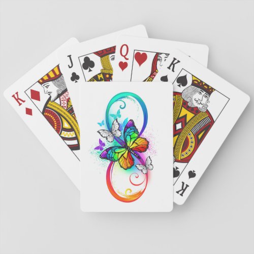 Bright infinity with rainbow butterfly poker cards