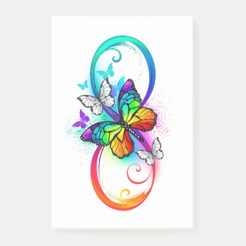 Bright infinity with rainbow butterfly post_it notes