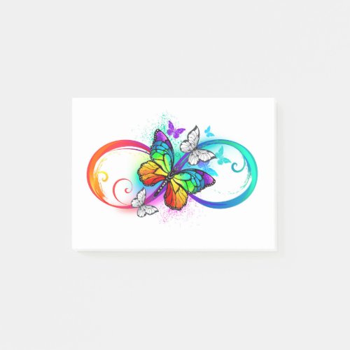 Bright infinity with rainbow butterfly post_it notes