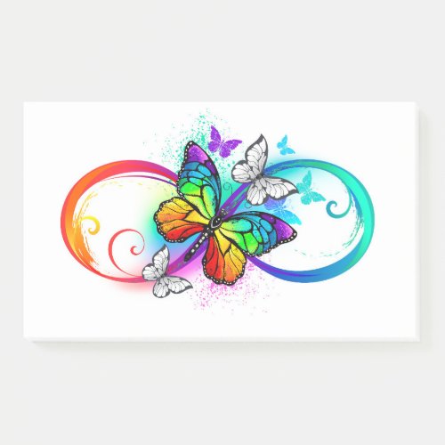 Bright infinity with rainbow butterfly post_it notes