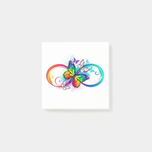 Bright infinity with rainbow butterfly post_it notes