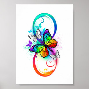 Bright infinity with rainbow butterfly poster
