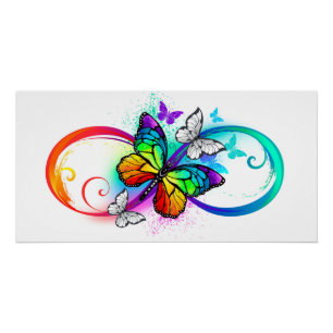 Bright infinity with rainbow butterfly poster