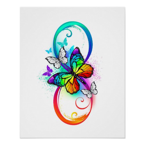 Bright infinity with rainbow butterfly  poster