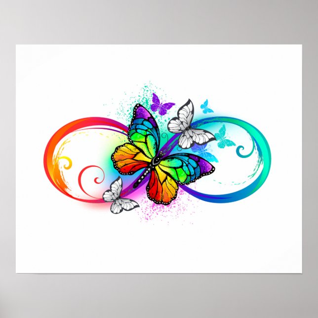 Bright infinity with rainbow butterfly poster (Front)