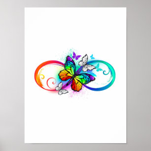 Bright infinity with rainbow butterfly poster