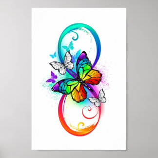 Bright infinity with rainbow butterfly poster