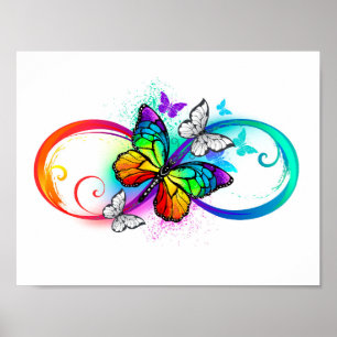 Bright infinity with rainbow butterfly poster