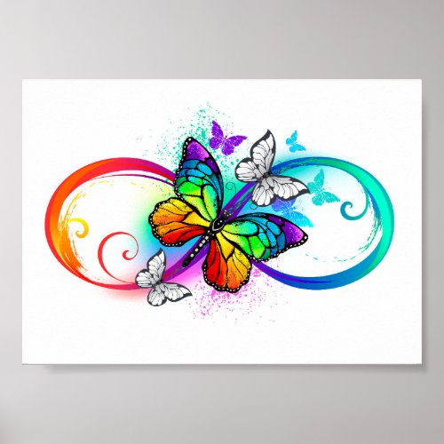 Bright infinity with rainbow butterfly poster