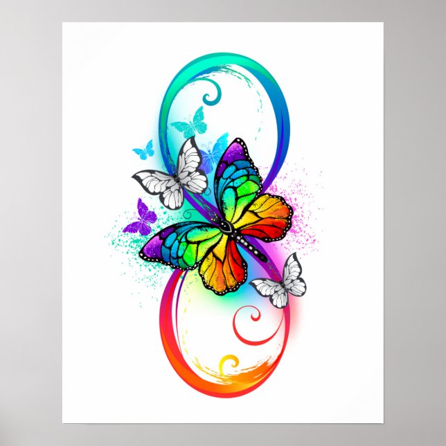 Bright infinity with rainbow butterfly poster (Front)