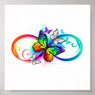 Bright infinity with rainbow butterfly poster