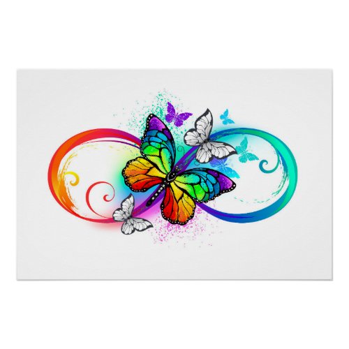 Bright infinity with rainbow butterfly  poster