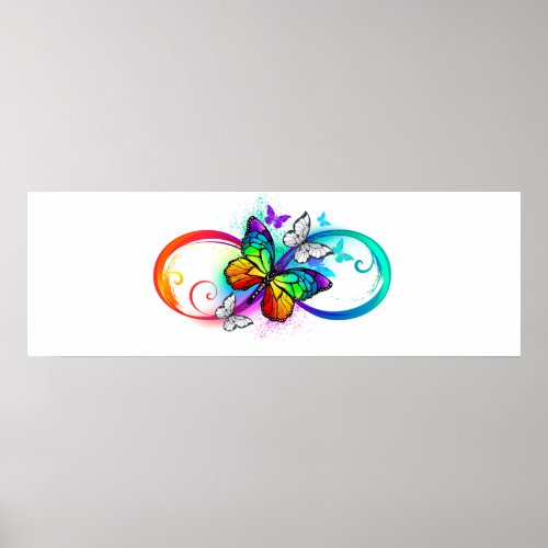 Bright infinity with rainbow butterfly poster