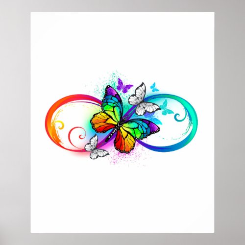 Bright infinity with rainbow butterfly poster