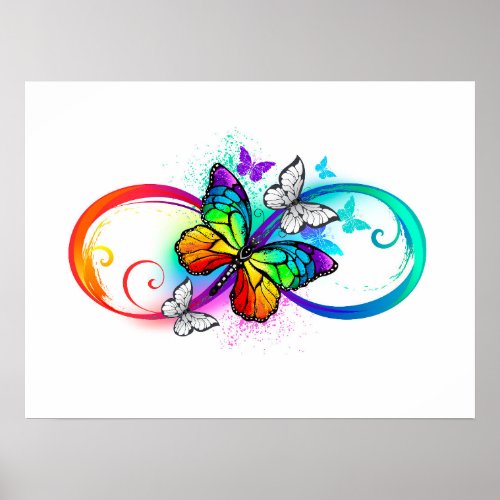 Bright infinity with rainbow butterfly poster